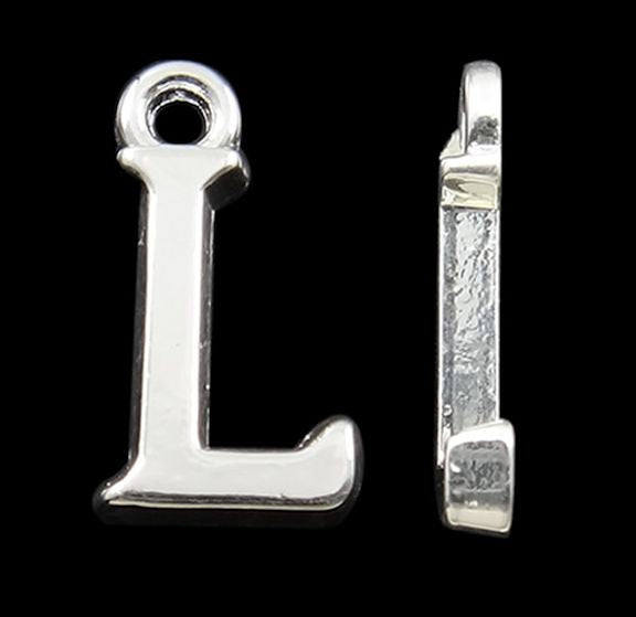 4 Letter L Alphabet Silver Tone Charms - SC2347
