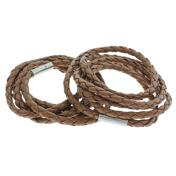 Light Brown Faux Leather Wrap Bracelet 40.1" - 4mm - 1 Bracelet - N788