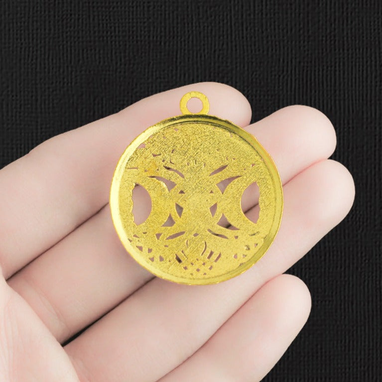 4 Pentagram Tree of Life Antique Gold Tone Charms - GC084