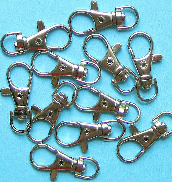 Fermoirs mousqueton pivotants argentés - 37,5 mm x 16,5 mm - 5 pièces - Z020
