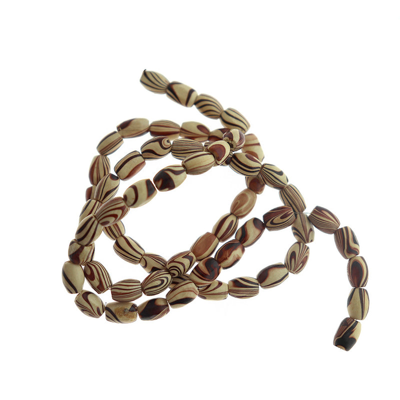 Spacer Wooden Beads 8mm - Brown Stripe - 1 Strand 60 Beads - BD2109