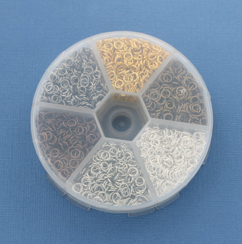 4mm Jump Rings with Six Assorted Finishes in Handy Storage Box - STARTER8