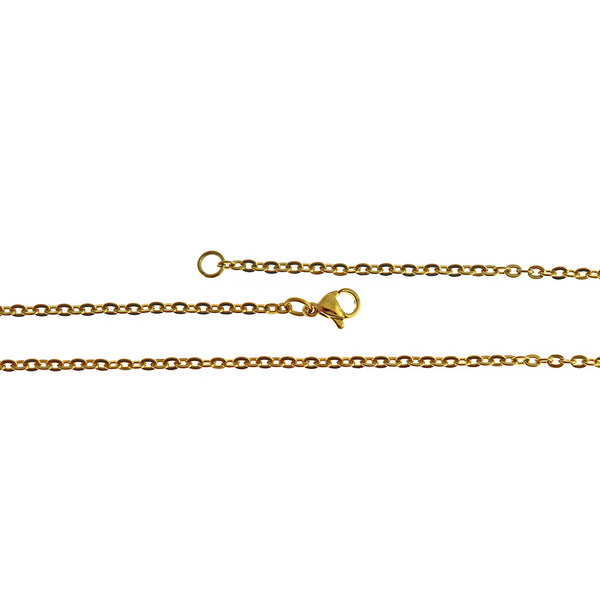 Gold Stainless Steel Cable Chain Necklace 23.6" - 3mm - 1 Necklace - N339
