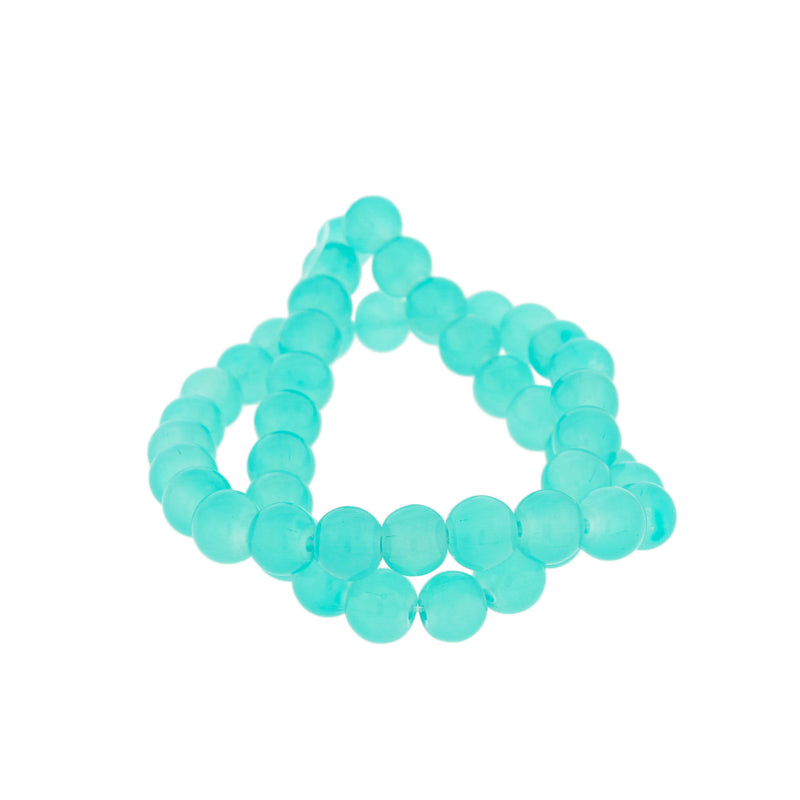 Perles Rondes Imitation Jade 8mm - Turquoise - 1 Rang 50 Perles - BD2740