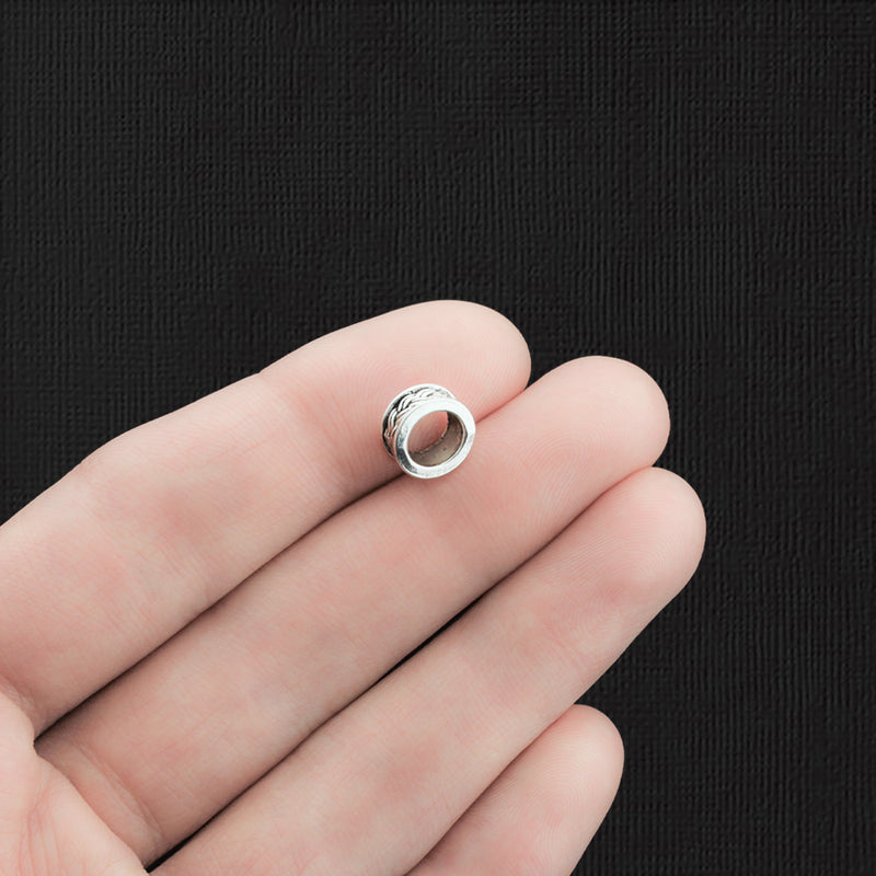 Perles d'espacement cylindriques 9 mm x 4 mm - ton argent antique - 15 perles - SC1189