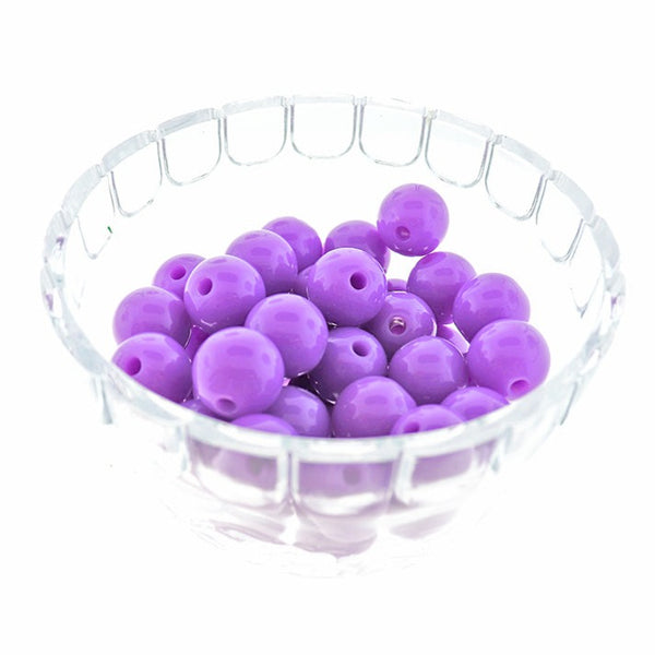 Perles Rondes en Résine 18mm - Violet Royal - 10 Perles - BD2149