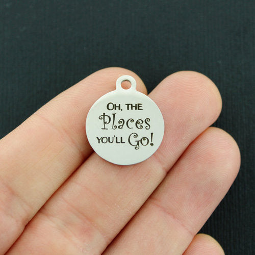 Motivational Stainless Steel Charms - Oh, the places you'll go - BFS001-2342
