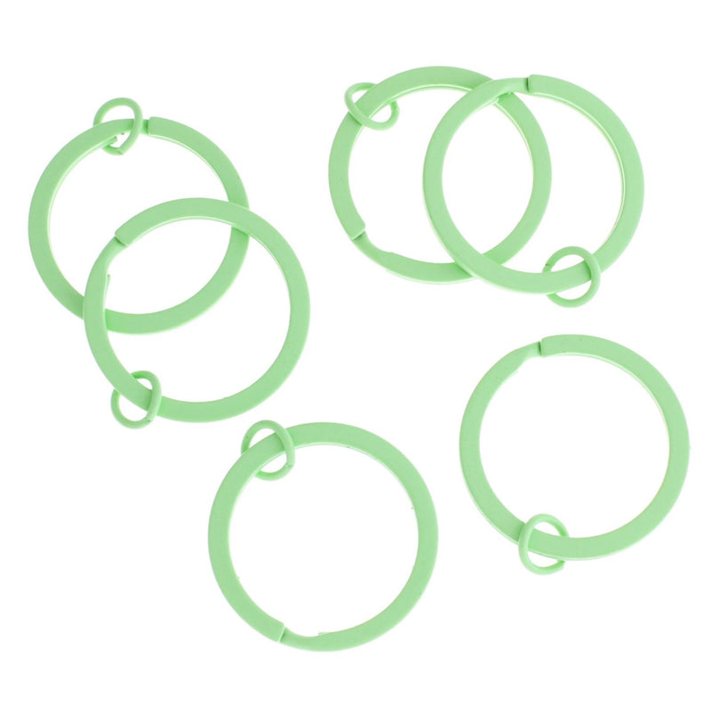 Mint Green Enamel Key Rings with Attached Jump Ring - 30mm - 4 Pieces - FD076