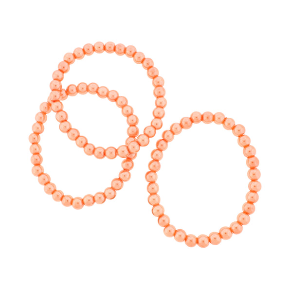 Bracelets Perles de Verre Rondes 4mm - 55mm - Corail - 5 Bracelets - BB125