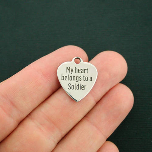 Soldier Stainless Steel Charms - My heart belongs to a - BFS011-2394