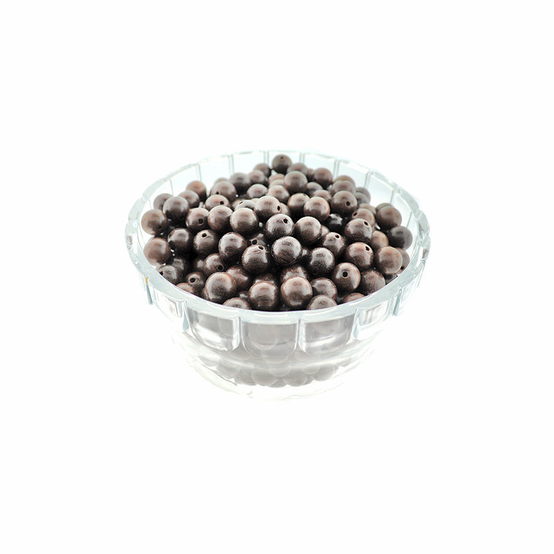 Perles Rondes en Bois 10mm - Marron Foncé - 50 Perles - BD1936