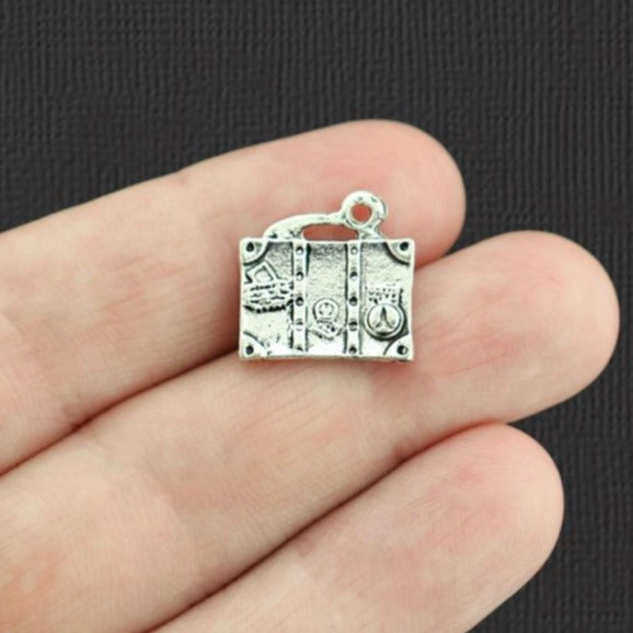 15 Luggage Antique Silver Tone Charms - SC5855