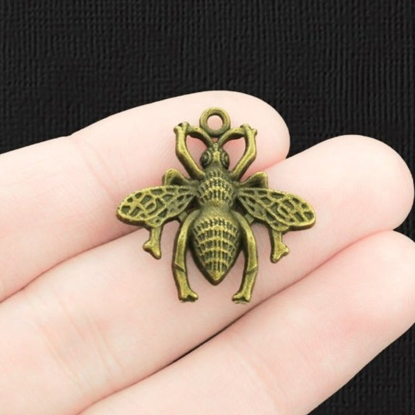 6 Bee Antique Bronze Tone Charms - BC457