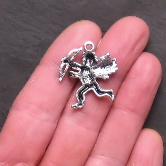 4 Cupid Antique Silver Tone Charms - SC932