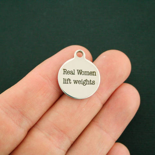 Real Women Stainless Steel Charms - Lift Weights - BFS001-2474