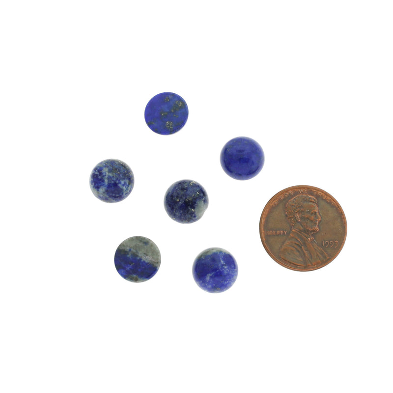 Natural Lapis Lazuli Gemstone Cabochon Seals 10mm - 4 Pieces - CBD003-H