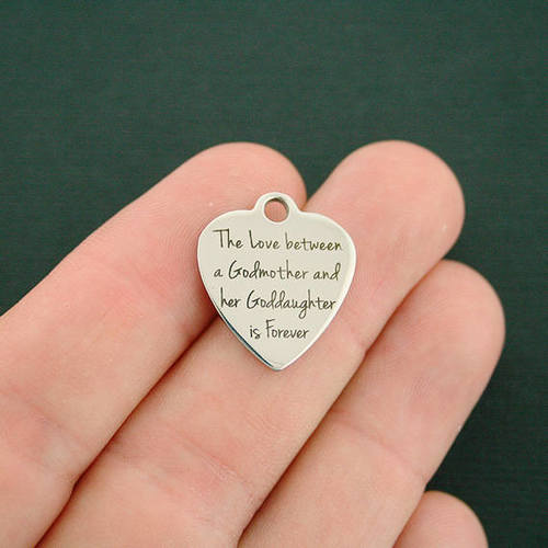 Godmother Godddaughter Stainless Steel Charms - The love between is forever - BFS011-2481