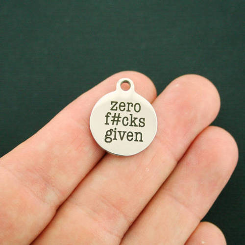 Zero F#cks Given Stainless Steel Charms - BFS001-2488