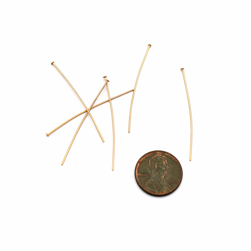24K Gold Plated Stainless Steel Flat Head Pins - 40mm - 25 Pieces - PIN106