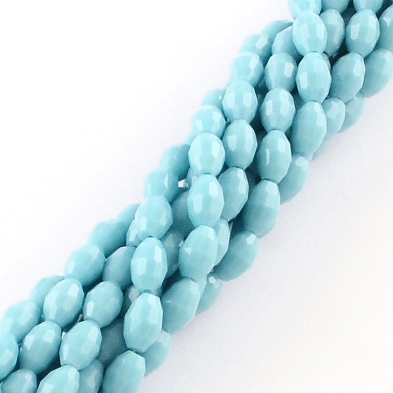 Faceted Glass Beads 6mm x 4mm - Pale Turquoise - 1 Strand 72 Beads - BD1054