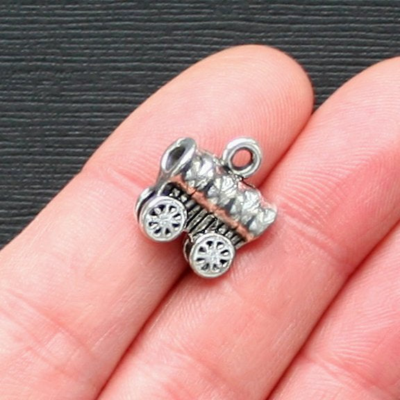 4 Covered Wagon Antique Silver Tone Charms 3D - SC1987