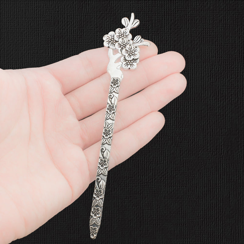 BULK 5 Bookmark Antique Silver Tone Charms 2 Sided - SC2524