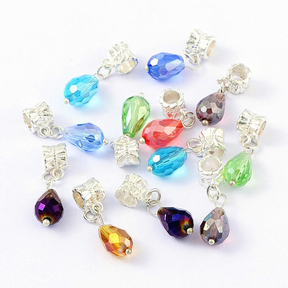 25 Assorted Drop Bead Silver Tone Charms ‚Äì Z104