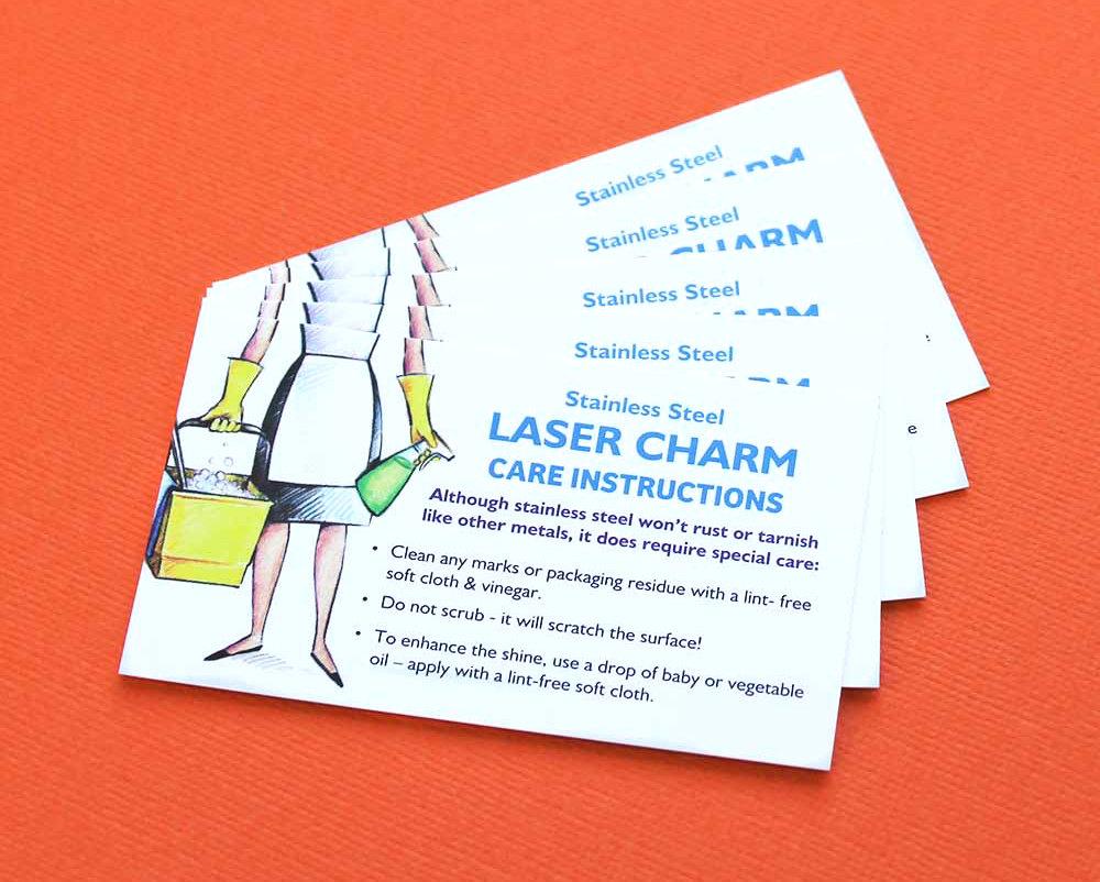25 Instruction Cards Charm Care Instructions for Stainless Steel Charms Z467
