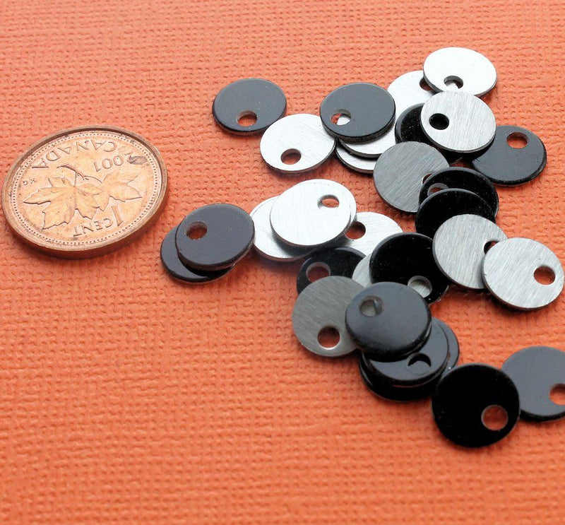 Circle Stamping Blanks - Black Anodized Aluminum - 9mm - 25 Tags - MT093