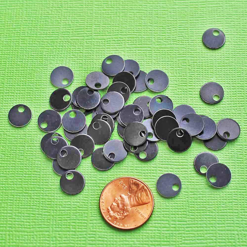 Ébauches d'estampage circulaires - Aluminium anodisé noir - 9 mm - 25 étiquettes - MT266