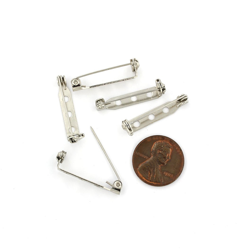 Silver Tone Brooch Pins - 27mm x 5mm - 20 Pieces - FD224