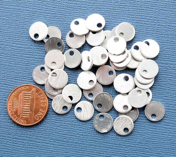 Circle Stamping Blanks - Silver Brushed Aluminum - 8.9mm - 25 Tags - MT073