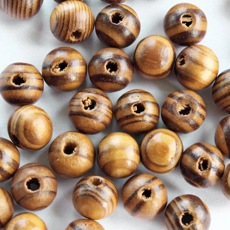 Round Wooden Beads 10mm - Natural Light Brown - 25 Beads - BD508