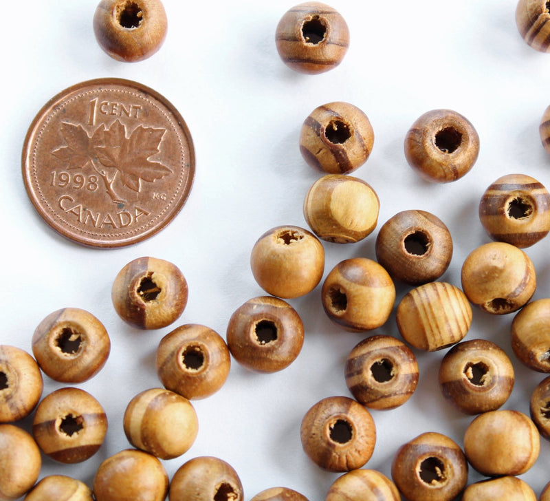 Round Wooden Beads 8mm - Natural Light Brown - 25 Beads - BD509