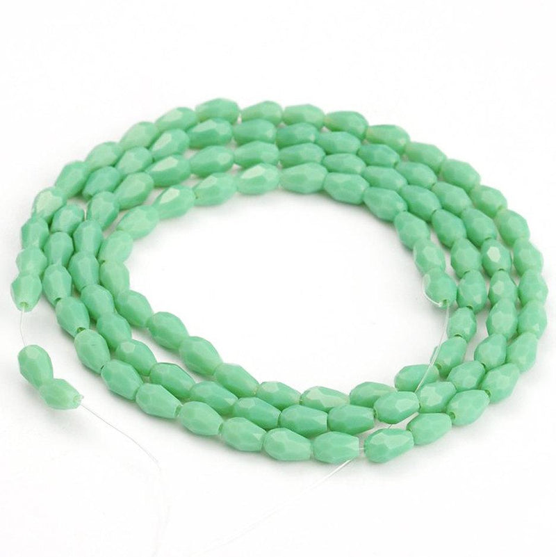 Faceted Glass Beads 5mm x 3mm - Mint Green - 25 Beads - BD1012