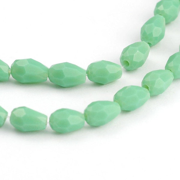 Faceted Glass Beads 5mm x 3mm - Mint Green - 25 Beads - BD1012