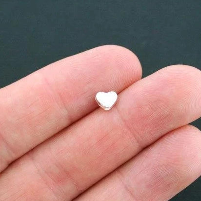 Heart Spacer Beads 5mm - Silver Tone - 25 Beads - SC548