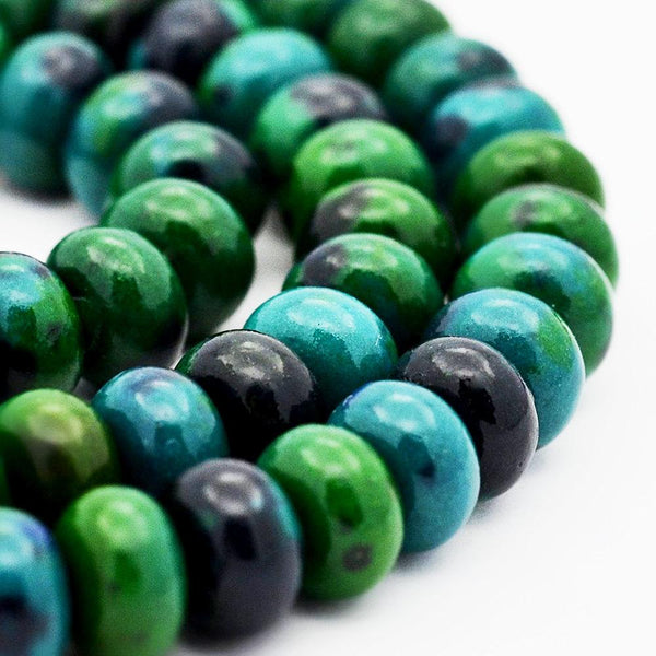Perles de jade synthétique Abacus 6mm x 4mm - Vert océan - 25 perles - BD909