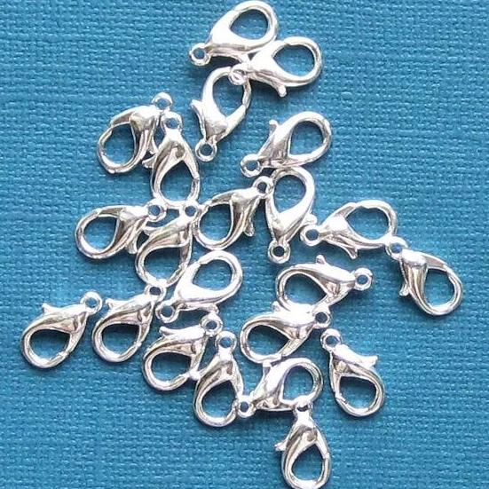 Silver Tone Lobster Clasps 12mm x 7mm - 25 Clasps - FF205