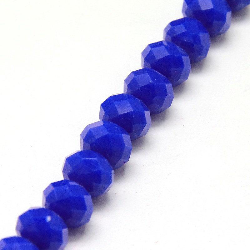 Faceted Glass Beads 8mm x 6mm - Deep Blue - 25 Beads - BD687