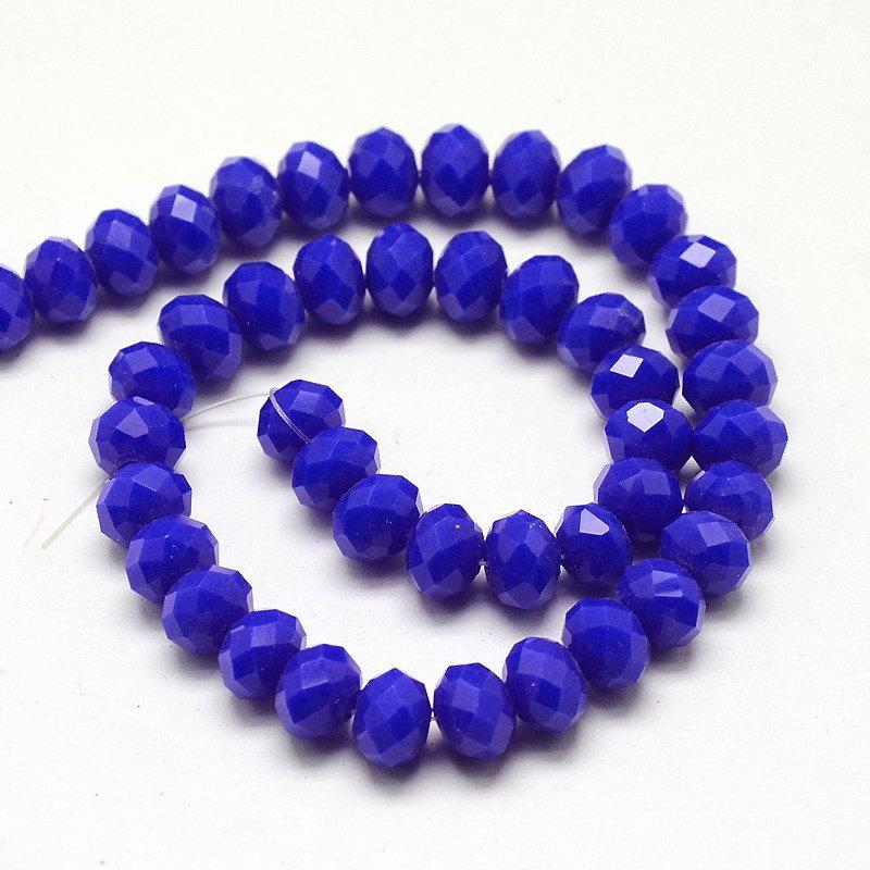 Perles de Verre à Facettes 8mm x 6mm - Bleu Foncé - 25 Perles - BD687
