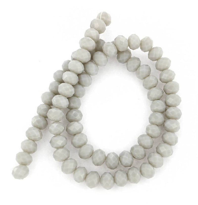 Faceted Glass Beads 8mm x 6mm - Dove Grey - 25 Beads - BD691
