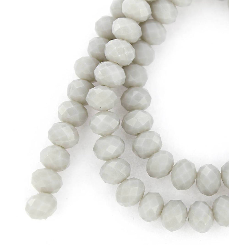 Faceted Glass Beads 8mm x 6mm - Dove Grey - 25 Beads - BD691