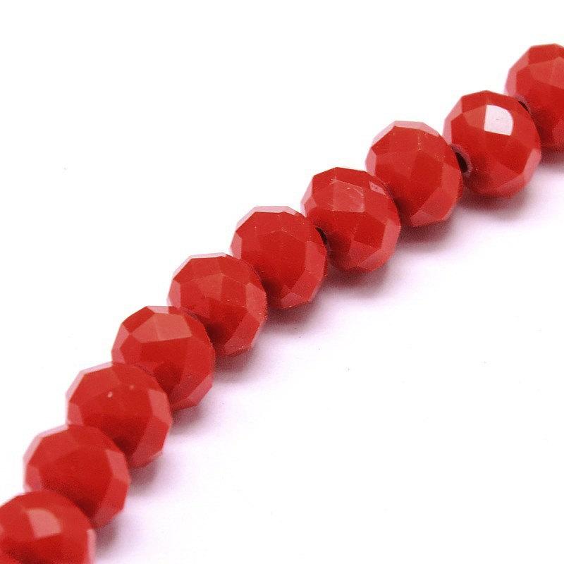 Perles de Verre à Facettes 8mm x 6mm - Rouge Rubis - 25 Perles - BD694