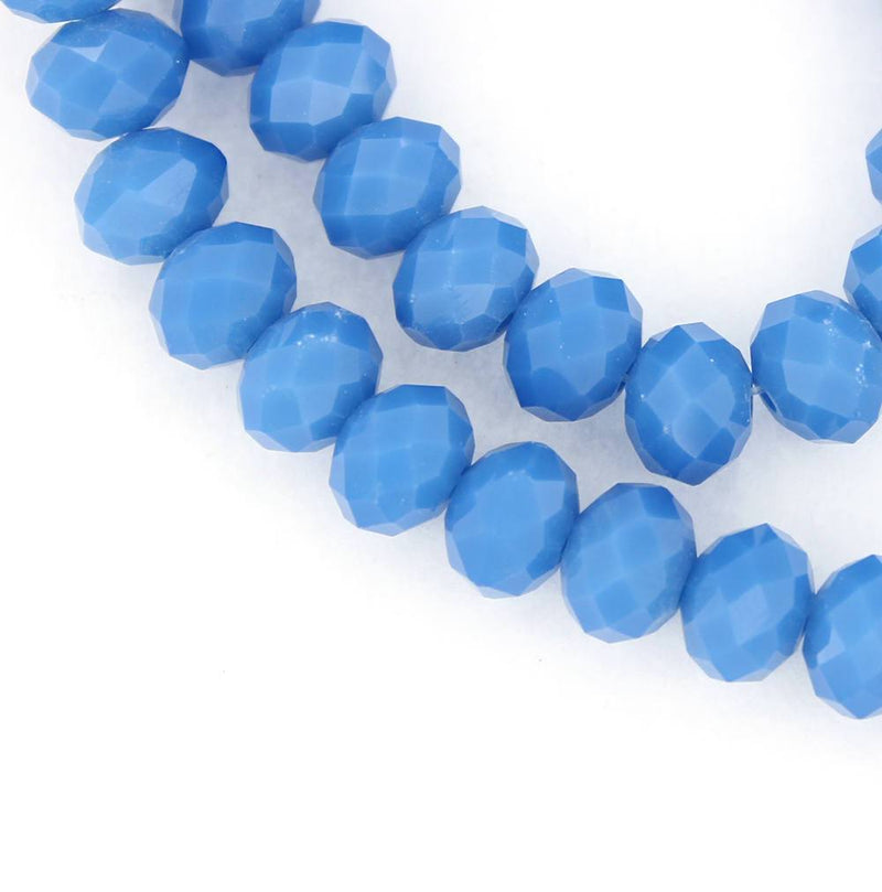 Faceted Glass Beads 8mm x 6mm - Cornflower Blue - 25 Beads - BD695