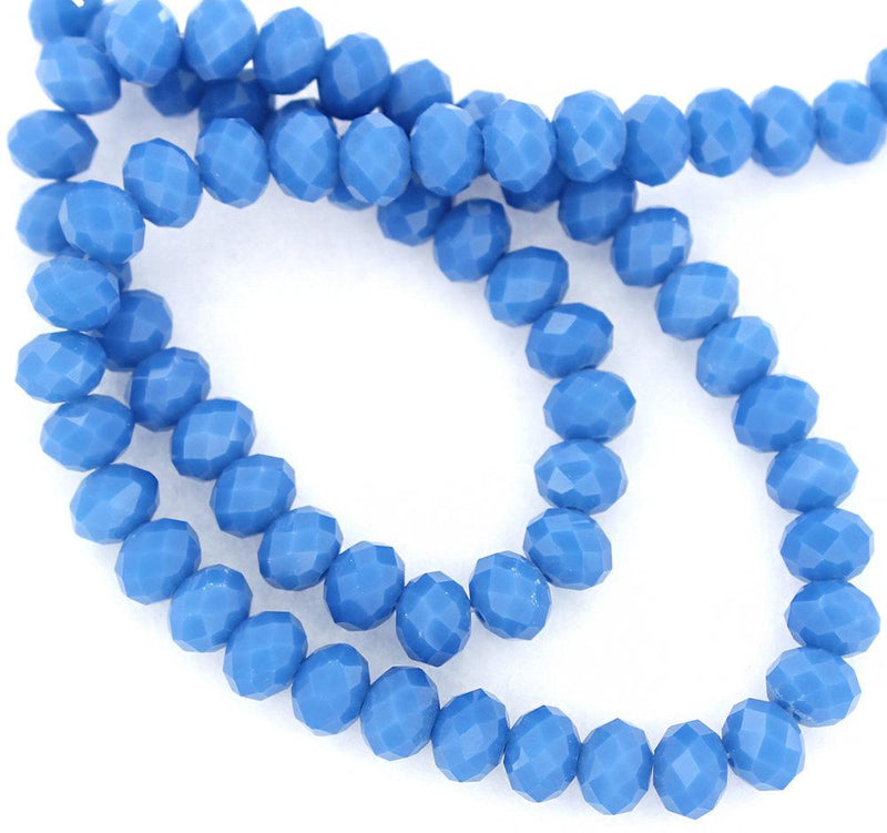 Faceted Glass Beads 8mm x 6mm - Cornflower Blue - 25 Beads - BD695