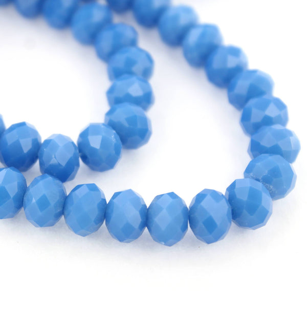 Perles en Verre à Facettes 8mm x 6mm - Bleuet Bleu - 25 Perles - BD695