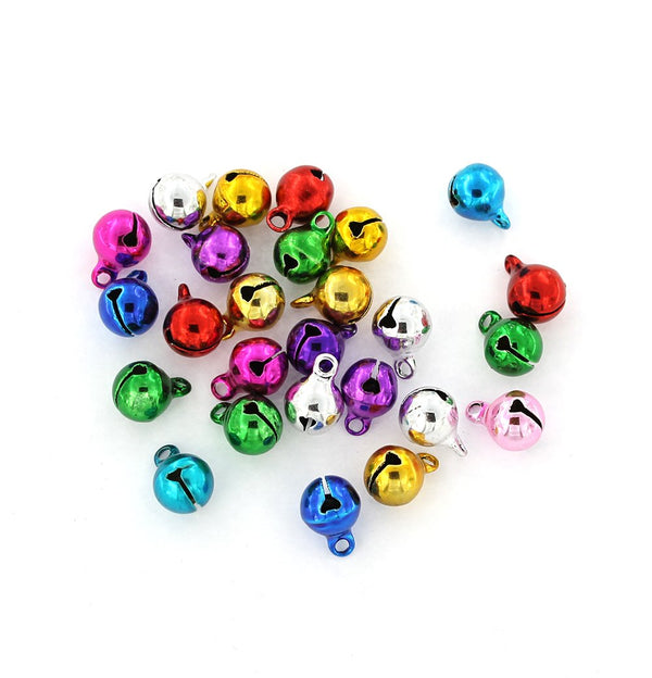 25 Jingle Bells Charms in Assorted Metallic Colors 3D - XC120