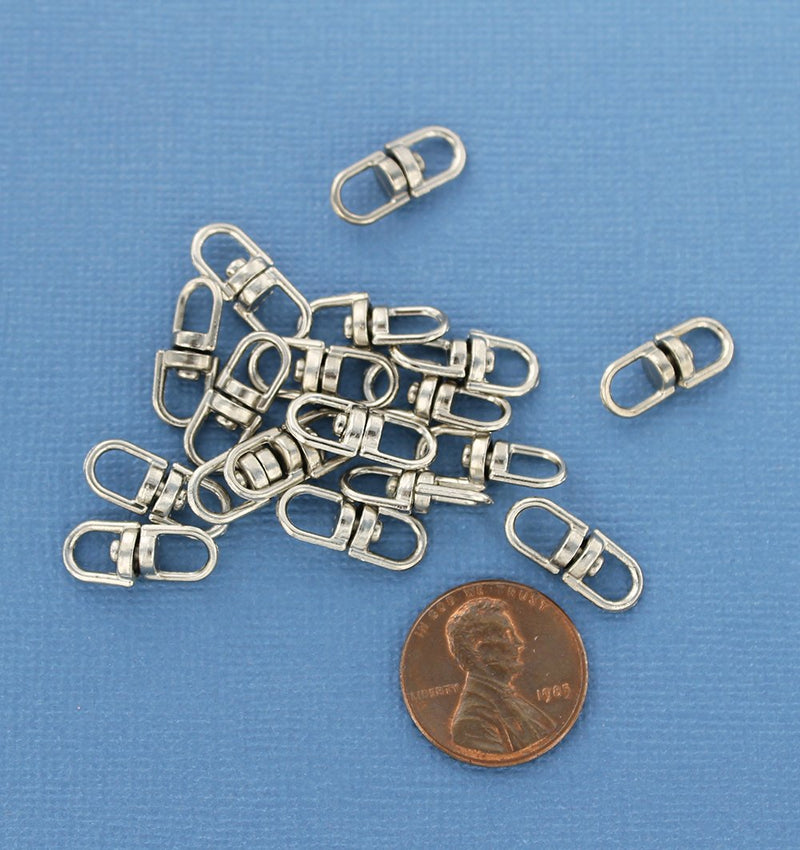 Antique Silver Tone Swivel Key Ring Connectors - 16mm - 25 Pieces - Z688