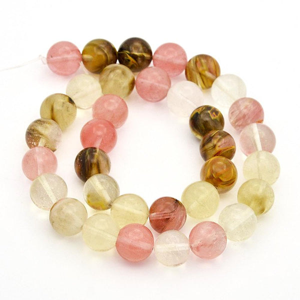 Round Glass Beads 4mm - Watermelon Pink and Green - 25 Beads - BD915